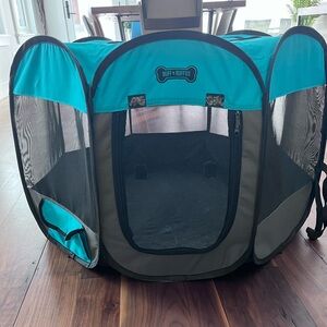 Teal and Gray Dog Travel Carrier